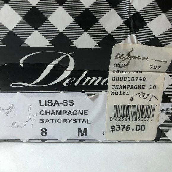 DELMAN Heels Satin Champagne Crystals Size 8